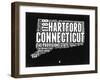 Connecticut Black and White Map-NaxArt-Framed Art Print