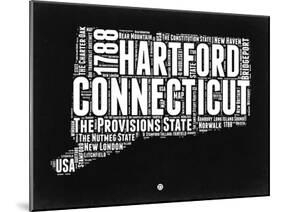 Connecticut Black and White Map-NaxArt-Mounted Art Print