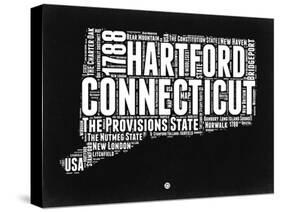 Connecticut Black and White Map-NaxArt-Stretched Canvas