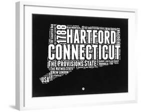 Connecticut Black and White Map-NaxArt-Framed Art Print
