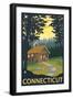 Connecticut, Cabin Scene-Lantern Press-Framed Art Print