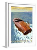 Connecticut, Chris Craft Boat-Lantern Press-Framed Art Print