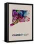 Connecticut Color Splatter Map-NaxArt-Framed Stretched Canvas