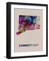 Connecticut Color Splatter Map-NaxArt-Framed Art Print