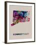 Connecticut Color Splatter Map-NaxArt-Framed Art Print