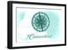 Connecticut - Compass - Teal - Coastal Icon-Lantern Press-Framed Art Print