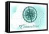 Connecticut - Compass - Teal - Coastal Icon-Lantern Press-Framed Stretched Canvas