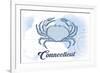 Connecticut - Crab - Blue - Coastal Icon-Lantern Press-Framed Premium Giclee Print