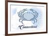 Connecticut - Crab - Blue - Coastal Icon-Lantern Press-Framed Premium Giclee Print