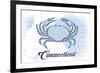 Connecticut - Crab - Blue - Coastal Icon-Lantern Press-Framed Premium Giclee Print