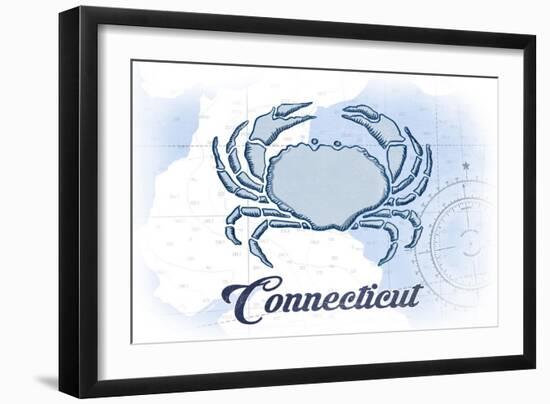 Connecticut - Crab - Blue - Coastal Icon-Lantern Press-Framed Art Print