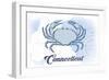 Connecticut - Crab - Blue - Coastal Icon-Lantern Press-Framed Art Print