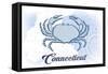 Connecticut - Crab - Blue - Coastal Icon-Lantern Press-Framed Stretched Canvas