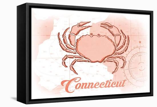 Connecticut - Crab - Coral - Coastal Icon-Lantern Press-Framed Stretched Canvas