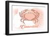 Connecticut - Crab - Coral - Coastal Icon-Lantern Press-Framed Art Print