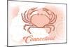 Connecticut - Crab - Coral - Coastal Icon-Lantern Press-Mounted Art Print