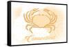 Connecticut - Crab - Yellow - Coastal Icon-Lantern Press-Framed Stretched Canvas