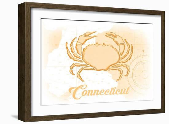 Connecticut - Crab - Yellow - Coastal Icon-Lantern Press-Framed Art Print