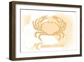 Connecticut - Crab - Yellow - Coastal Icon-Lantern Press-Framed Art Print