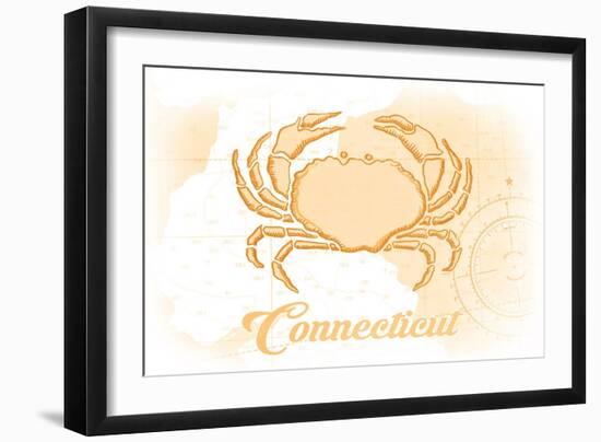 Connecticut - Crab - Yellow - Coastal Icon-Lantern Press-Framed Art Print