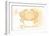 Connecticut - Crab - Yellow - Coastal Icon-Lantern Press-Framed Art Print