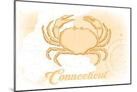 Connecticut - Crab - Yellow - Coastal Icon-Lantern Press-Mounted Art Print