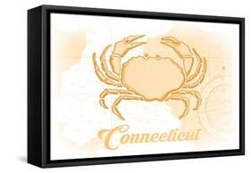 Connecticut - Crab - Yellow - Coastal Icon-Lantern Press-Framed Stretched Canvas