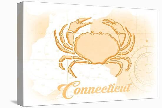 Connecticut - Crab - Yellow - Coastal Icon-Lantern Press-Stretched Canvas