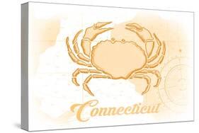 Connecticut - Crab - Yellow - Coastal Icon-Lantern Press-Stretched Canvas