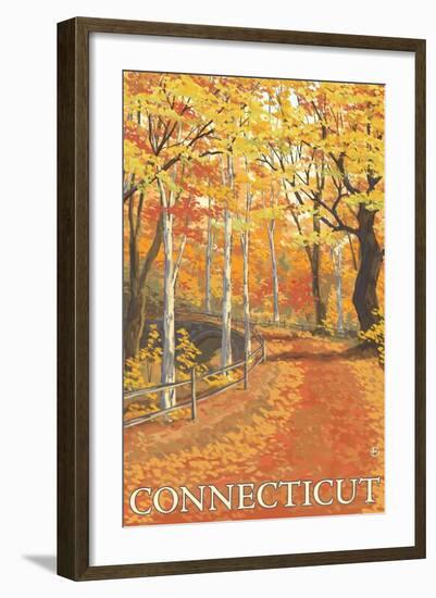 Connecticut, Fall Colors Scene-Lantern Press-Framed Art Print