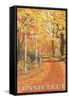 Connecticut, Fall Colors Scene-Lantern Press-Framed Stretched Canvas