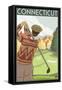 Connecticut - Golfing Scene-Lantern Press-Framed Stretched Canvas