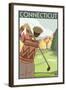 Connecticut - Golfing Scene-Lantern Press-Framed Art Print