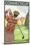 Connecticut - Golfing Scene-Lantern Press-Mounted Art Print