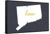 Connecticut - Home State - White on Gray-Lantern Press-Framed Stretched Canvas