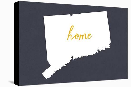 Connecticut - Home State - White on Gray-Lantern Press-Stretched Canvas