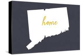 Connecticut - Home State - White on Gray-Lantern Press-Stretched Canvas