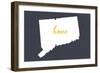 Connecticut - Home State - White on Gray-Lantern Press-Framed Art Print