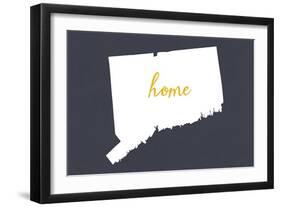 Connecticut - Home State - White on Gray-Lantern Press-Framed Art Print