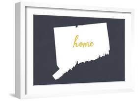 Connecticut - Home State - White on Gray-Lantern Press-Framed Art Print