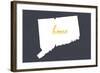 Connecticut - Home State - White on Gray-Lantern Press-Framed Art Print