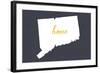 Connecticut - Home State - White on Gray-Lantern Press-Framed Art Print