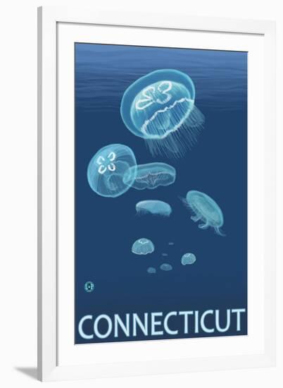 Connecticut - Jellyfish Scene-Lantern Press-Framed Art Print
