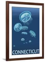 Connecticut - Jellyfish Scene-Lantern Press-Framed Art Print