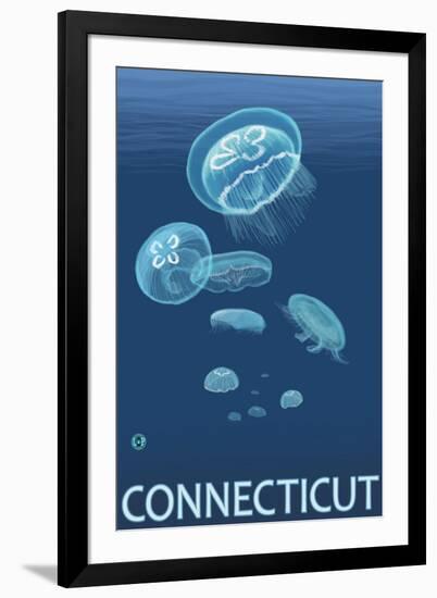 Connecticut - Jellyfish Scene-Lantern Press-Framed Art Print