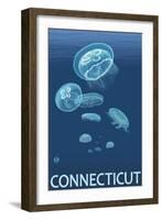 Connecticut - Jellyfish Scene-Lantern Press-Framed Art Print