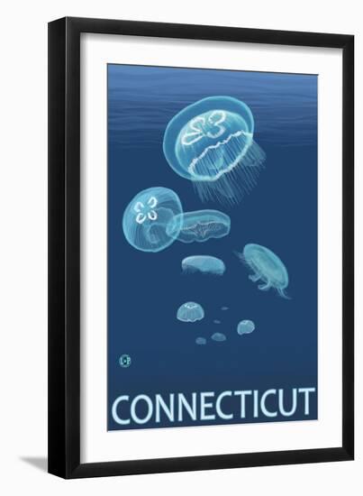 Connecticut - Jellyfish Scene-Lantern Press-Framed Art Print