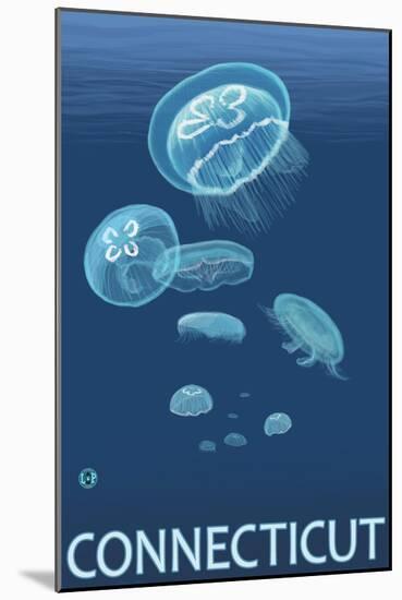 Connecticut - Jellyfish Scene-Lantern Press-Mounted Art Print