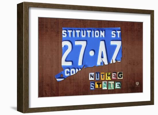 Connecticut License Plate Map-Design Turnpike-Framed Giclee Print