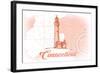 Connecticut - Lighthouse - Coral - Coastal Icon-Lantern Press-Framed Art Print